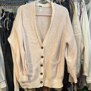 Free People Cream Button-Up Women's Cardigan